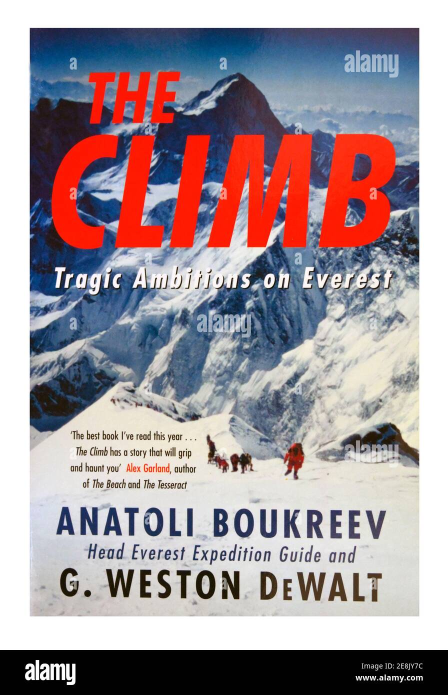 Buchcover 'der Aufstieg, tragische Ambitionen am Everest' von Anatoly Boukreev und G.Weston DeWalt. Stockfoto