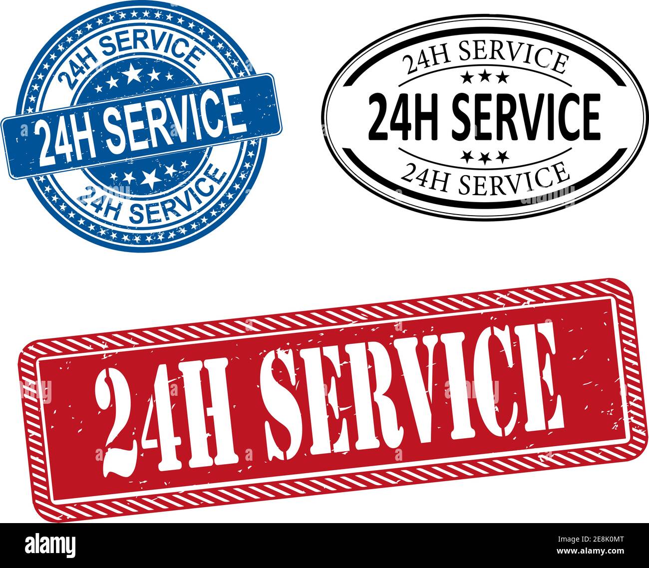24h Service Stempel Set Vector Illustration auf weißem Hintergrund Stock Vektor