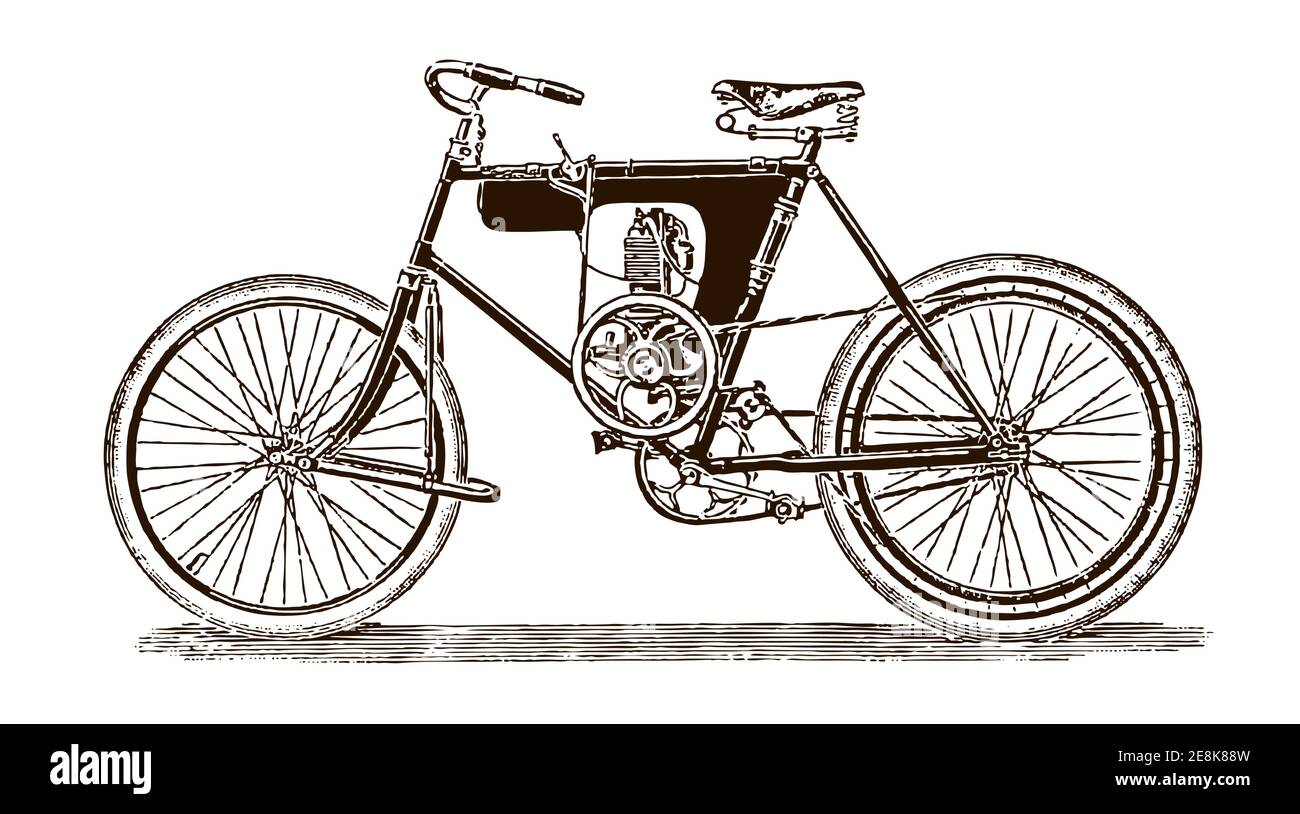 Antike Leichtgewicht Motorrad in Seitenansicht, nach einer Illustration aus dem frühen 20. Jahrhundert Stock Vektor