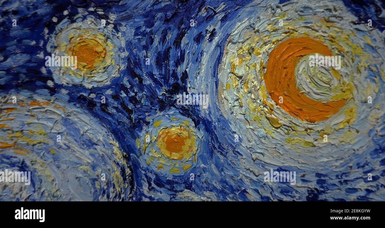 Pinselstrich Malerei abstrakte Ölfarbe Himmel Hintergrund, van gogh Stockfoto