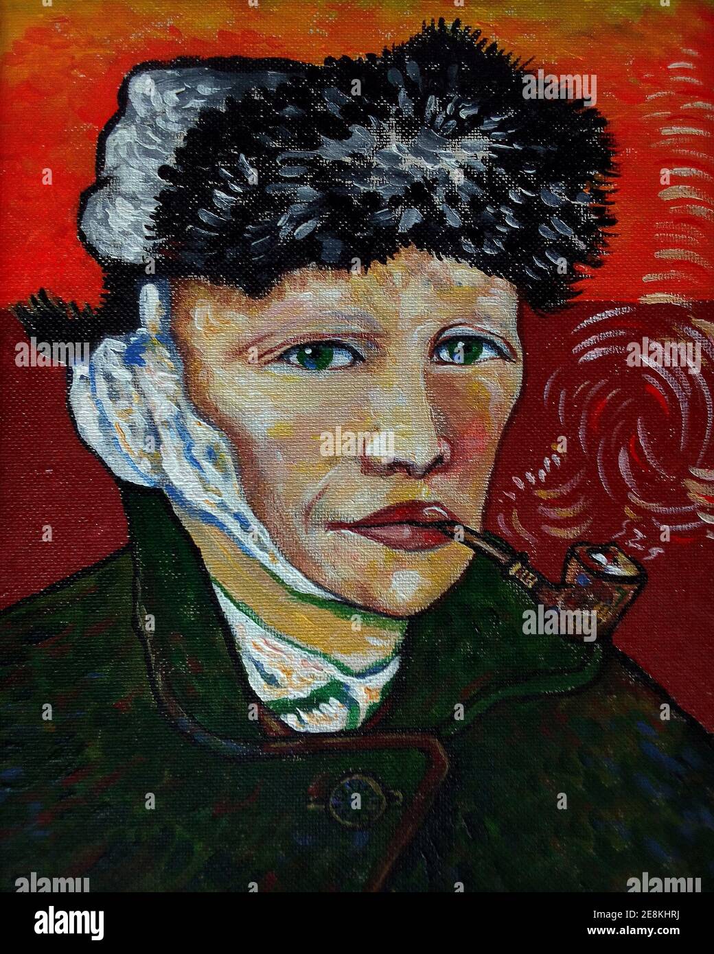 Ölgemälde abstrakte Kunst Mann Gesicht Hintergrund. Auf Leinwand, van Gogh, berühmte Gemälde Stockfoto