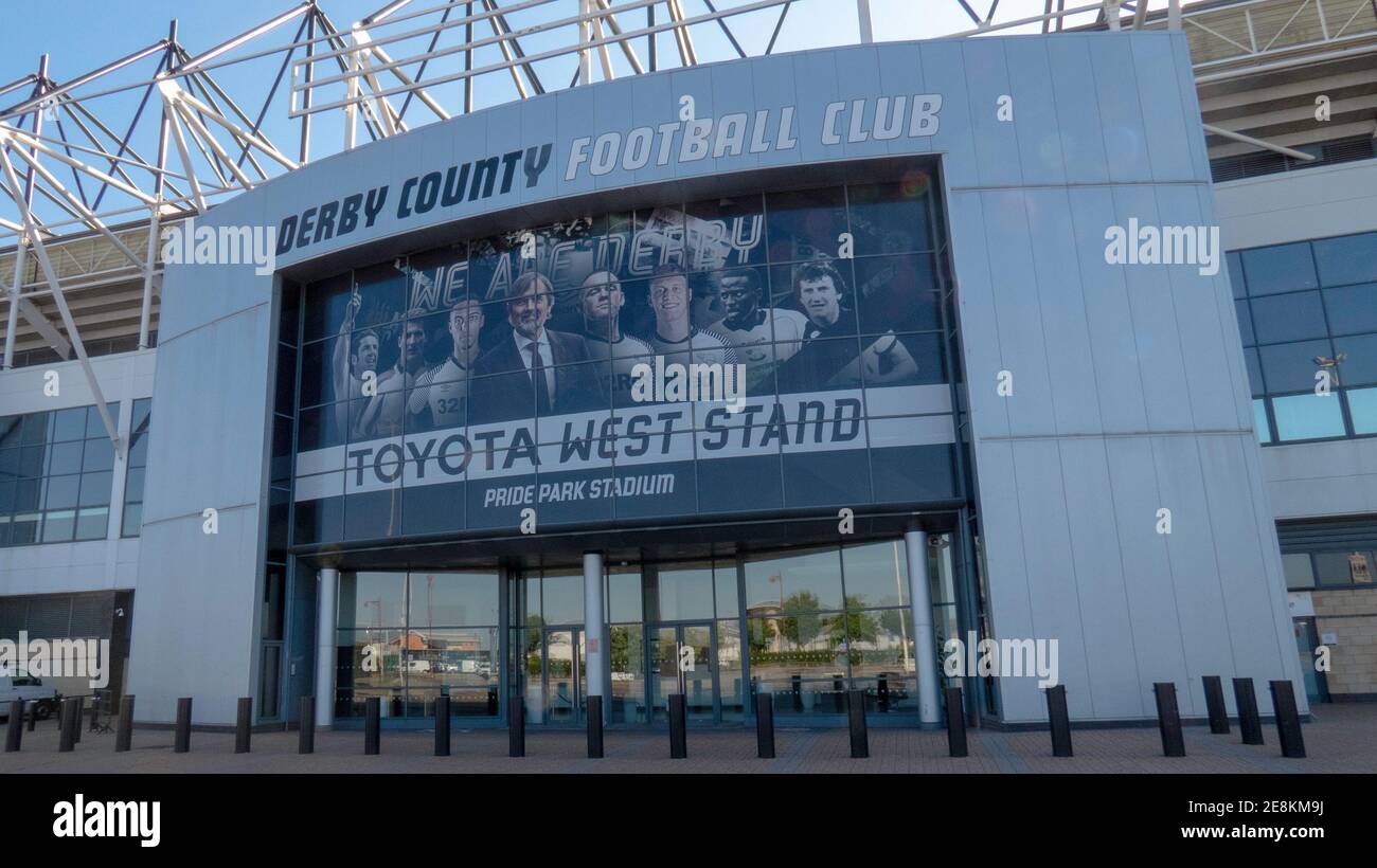 Derby 30th. Mai 2020: Eingang zum Stadion des Derby County Football Club, iPro Stadium, Pride Park, Derby UK Stockfoto