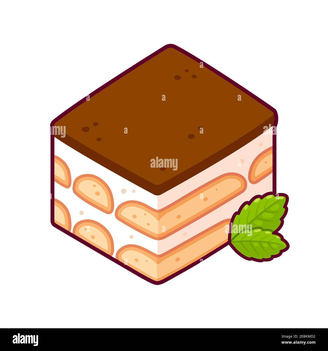 Tiramisu, traditionelles italienisches Dessert. Isolierte Vektor-Clip Art-Illustration. Stock Vektor