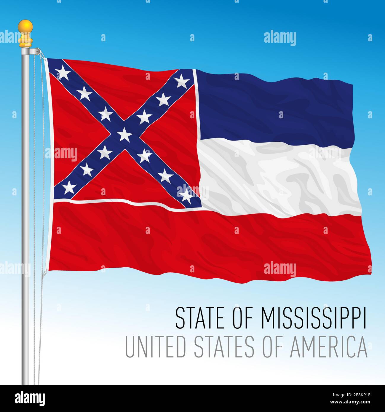Mississippi Bundesstaaten Flagge, Vereinigte Staaten, Vektor-Illustration Stock Vektor