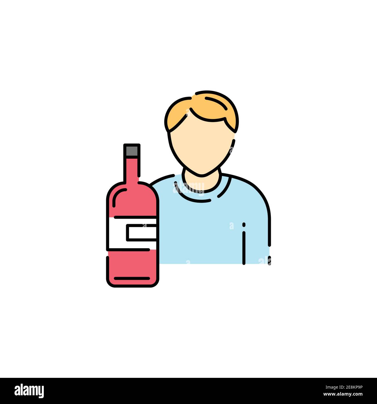Symbol für die Farblinie des alkoholischen Vaters. Familienprobleme. Psychologische sucht. Registrieren Sie sich für Webseite, mobile App, Schaltfläche, Logo. Bearbeitbare Kontur Stock Vektor