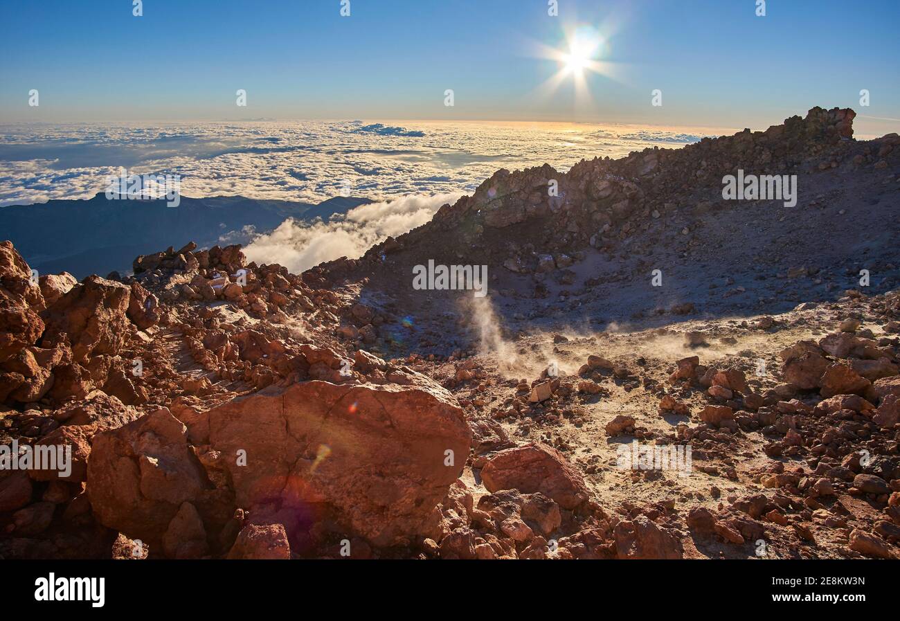 Pico del Teide, vulkanische Gase, Teneriffa, Kanarische Inseln Stockfoto