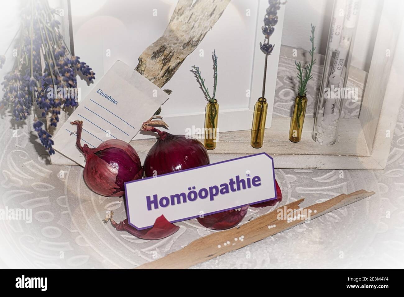 Homöopathie globules alternative Medizin Stockfoto