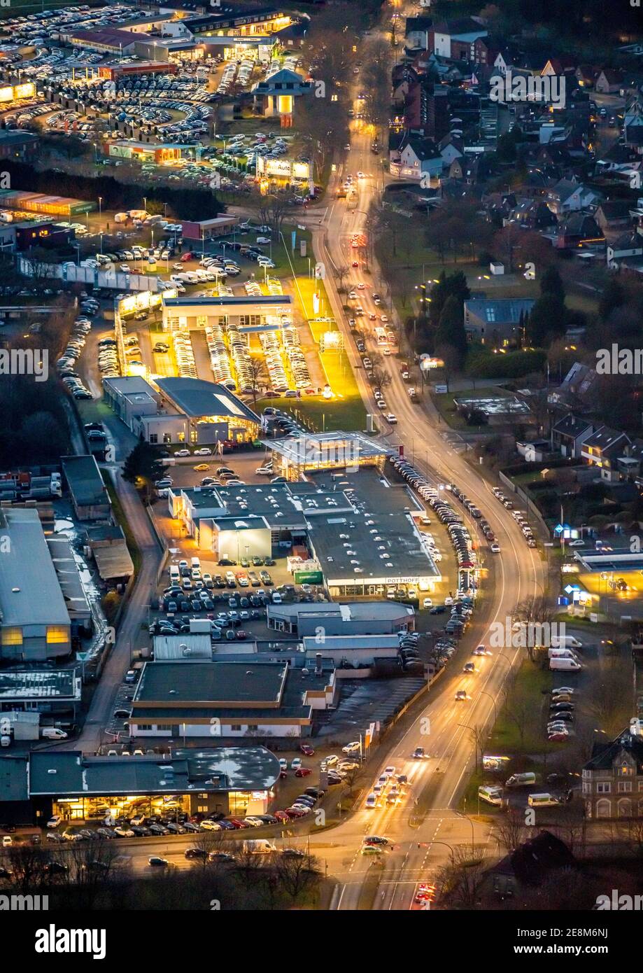 Luftbild, Car Mile Hamm, W. Potthoff GmbH - Volkswagen Nutzfahrzeuge, Hammer  Straße, ehemaliges Radbod Colliery, Bockum-Hövel, Hamm, Ruhrgebiet, N  Stockfotografie - Alamy