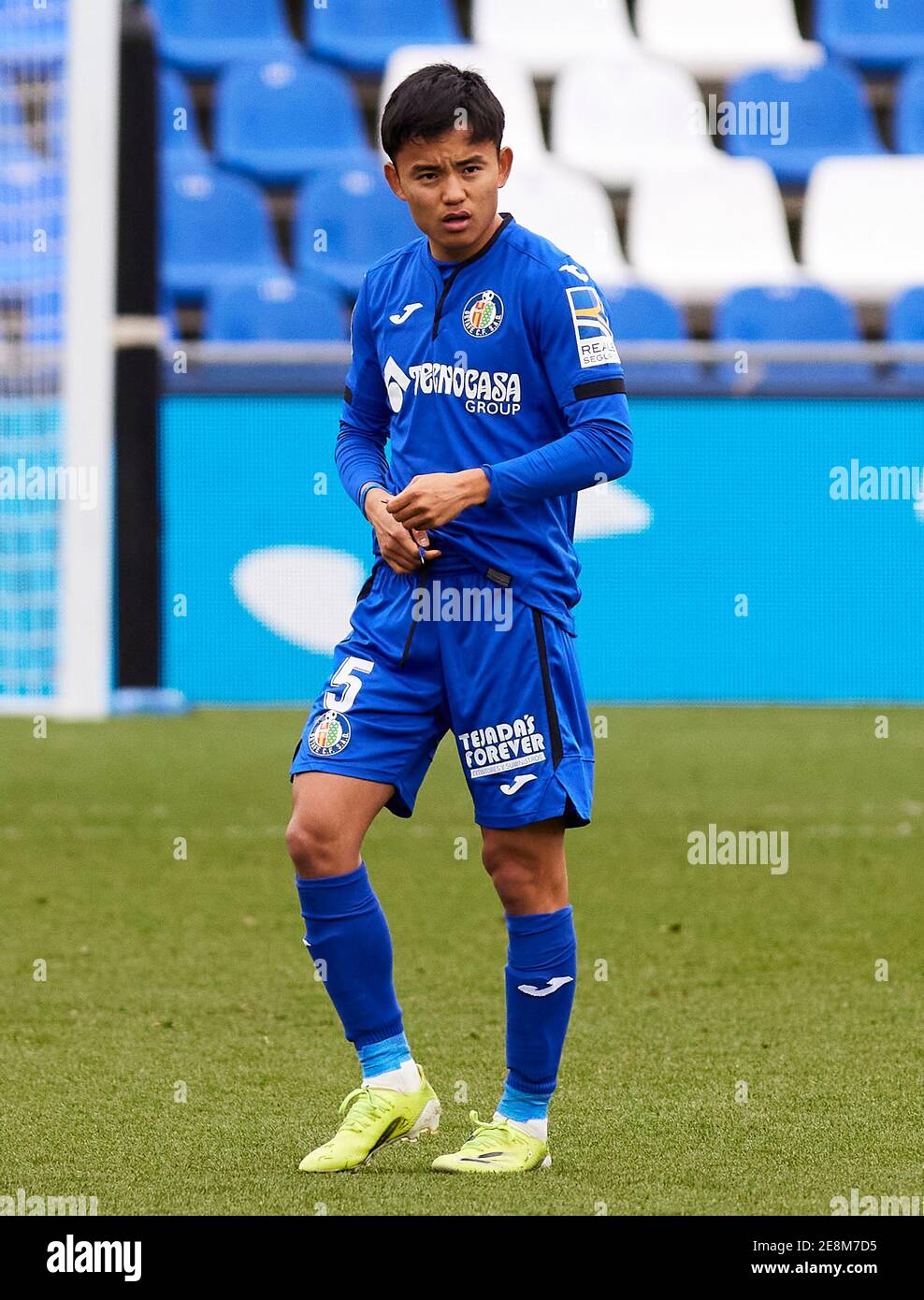 Takefusa Kubo (Getafe CF) gesehen vor der La Liga Spielrunde 21 zwischen Getafe CF und Deportivo Alaves im Alfonso Perez Stadion.(Endstand; Getafe CF 0:0 Deportivo Alaves) Stockfoto