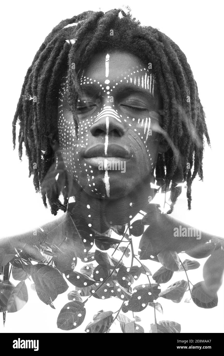 Ein trendiges Schwarz-Weiß-Porträt Stockfoto