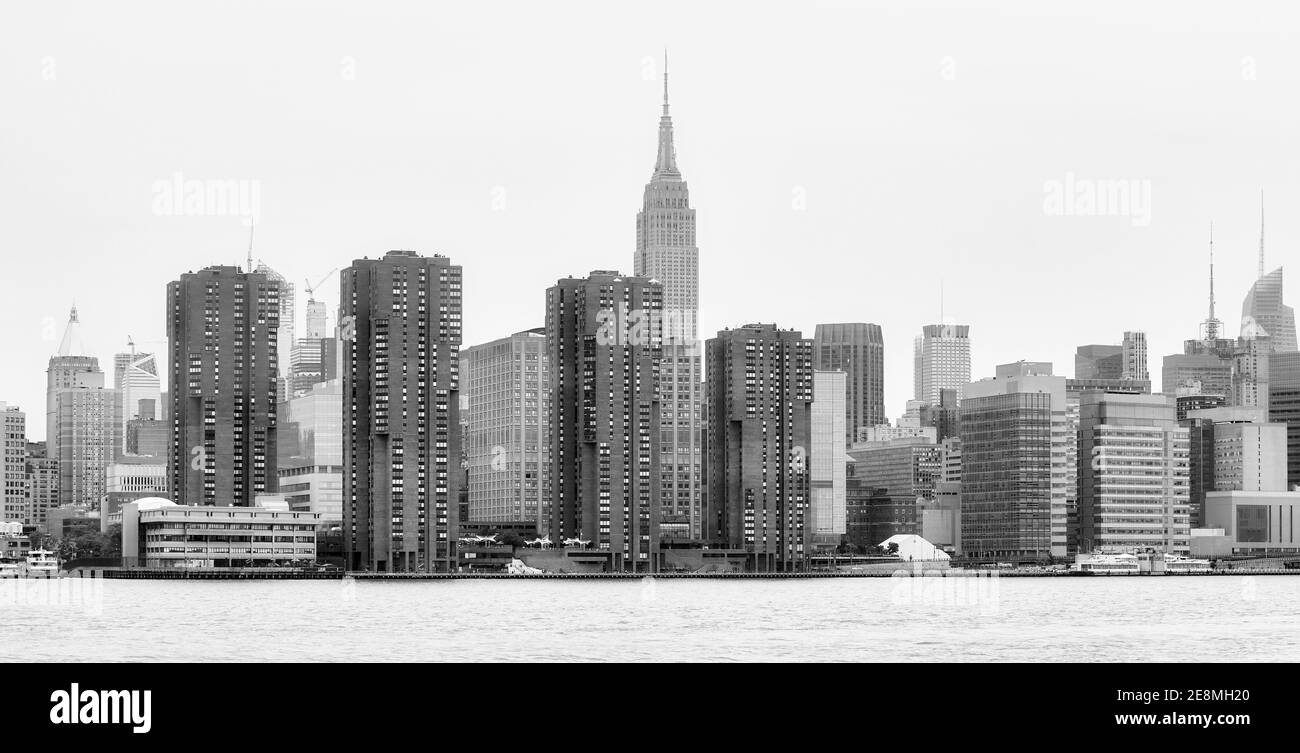 Schwarz-weiss Bild Skyline von New York City, USA. Stockfoto