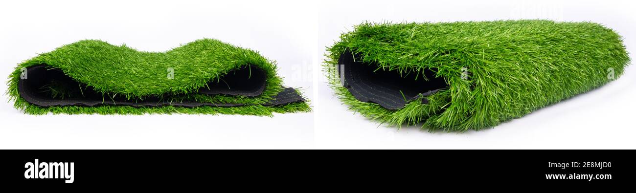 Rollen aus Kunststoff grün Gras Panorama, Bodenmatte für Sportplätze. Stockfoto