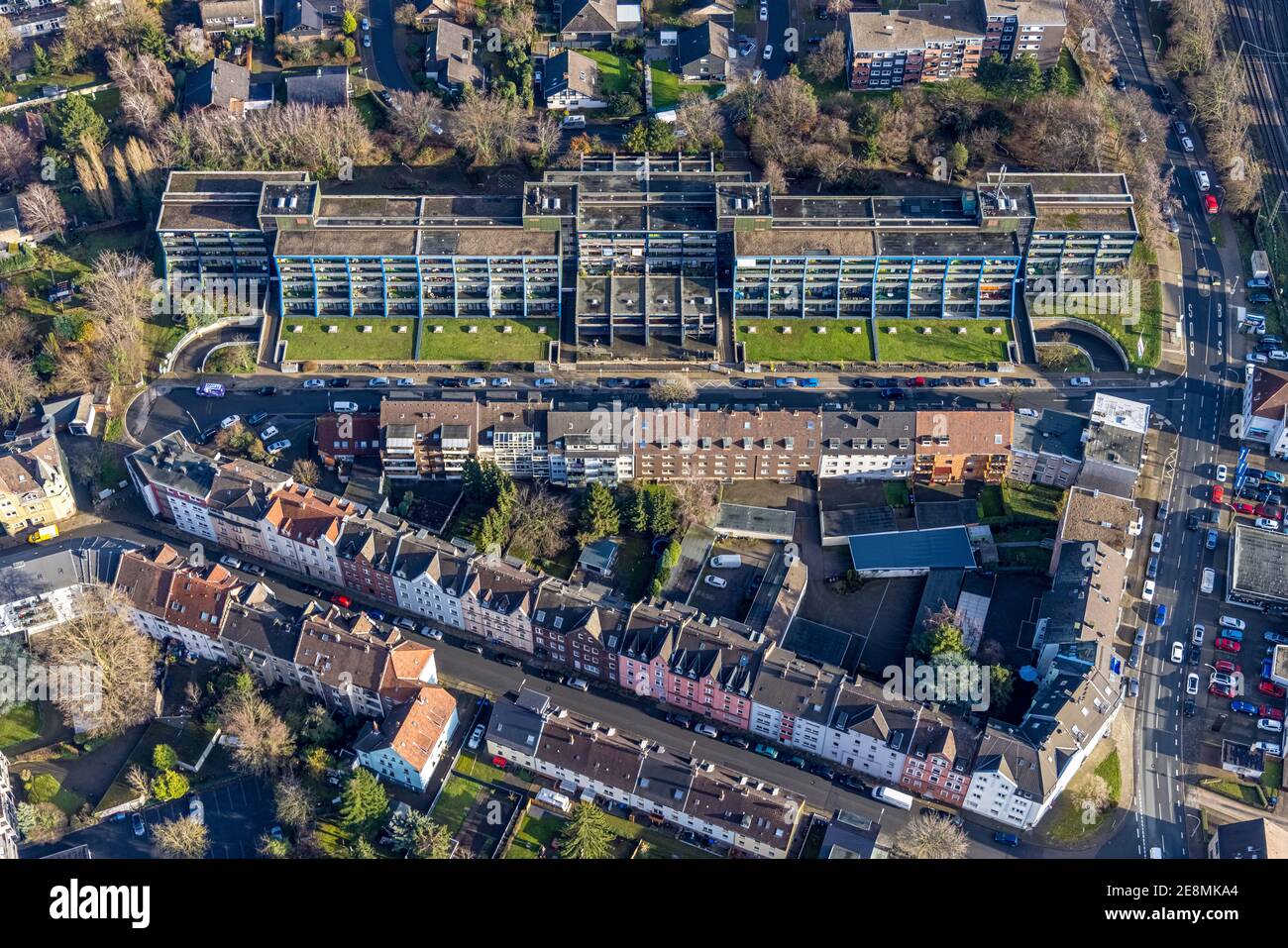 Luftaufnahme, St. Georg Senioren Wohnanlage Wörthstraße, Baukau, Herne, Ruhrgebiet, Nordrhein-Westfalen, Deutschland, Altersheim, alte Menschen res Stockfoto