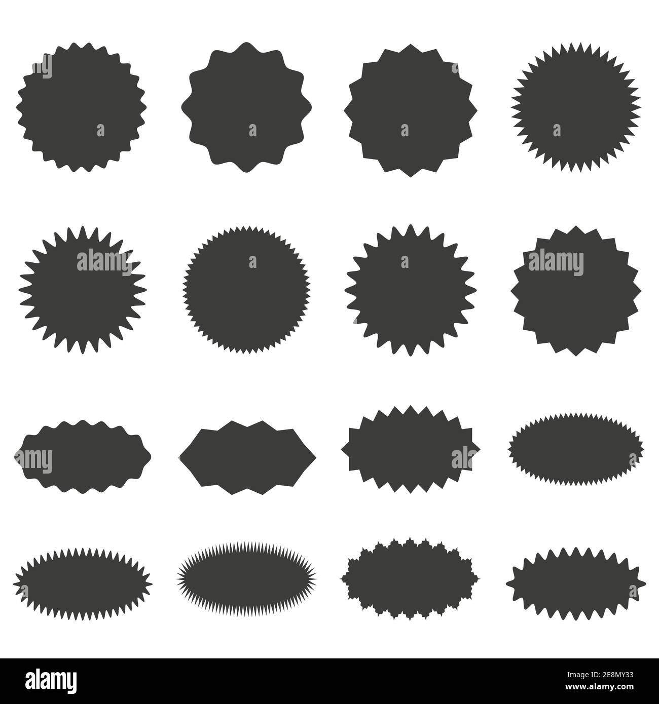 Starburst Aufkleber Set - Sammlung von Sonderangebot Verkauf rund und oval Sunburst Etiketten und Abzeichen. Stock Vektor