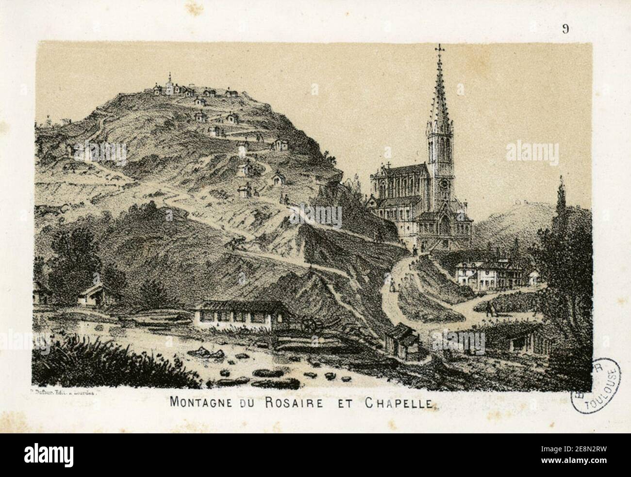 Montagne du Rosaire et Chapelle - Fonds Ancely - B315556101 A GORSEANDRE 010. Stockfoto