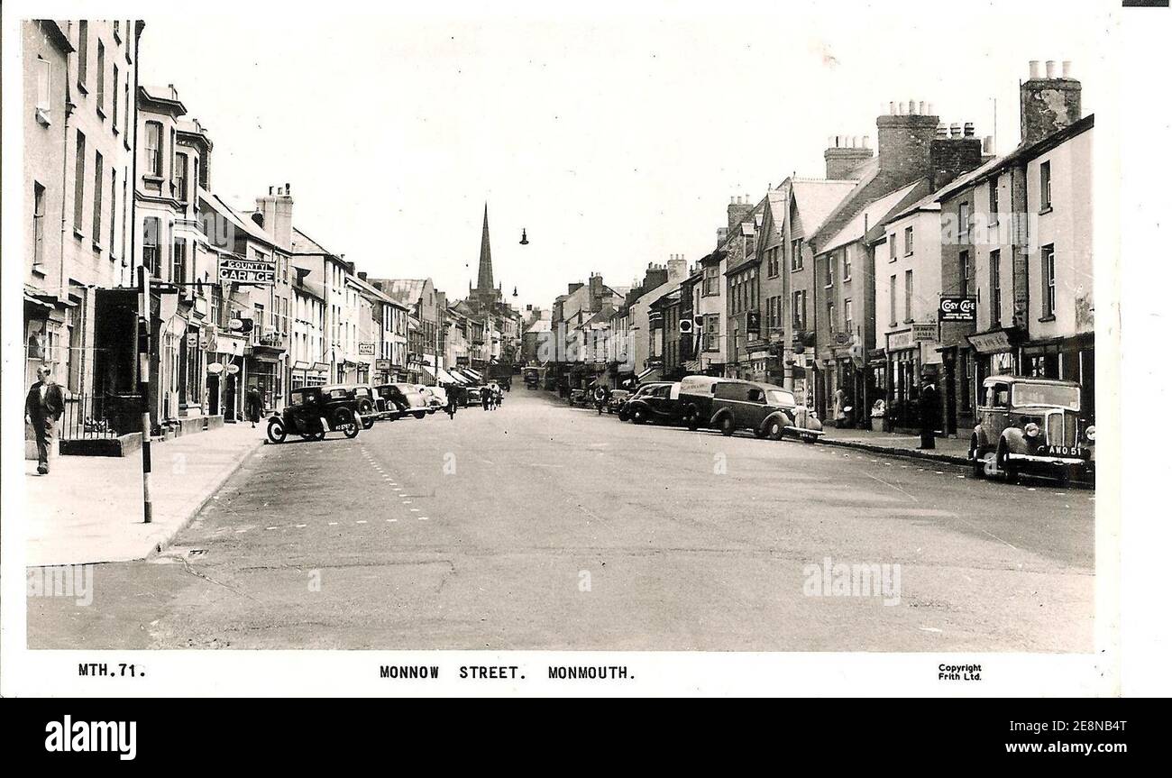 Monmouth Monnow Street 1940er Jahre. Stockfoto