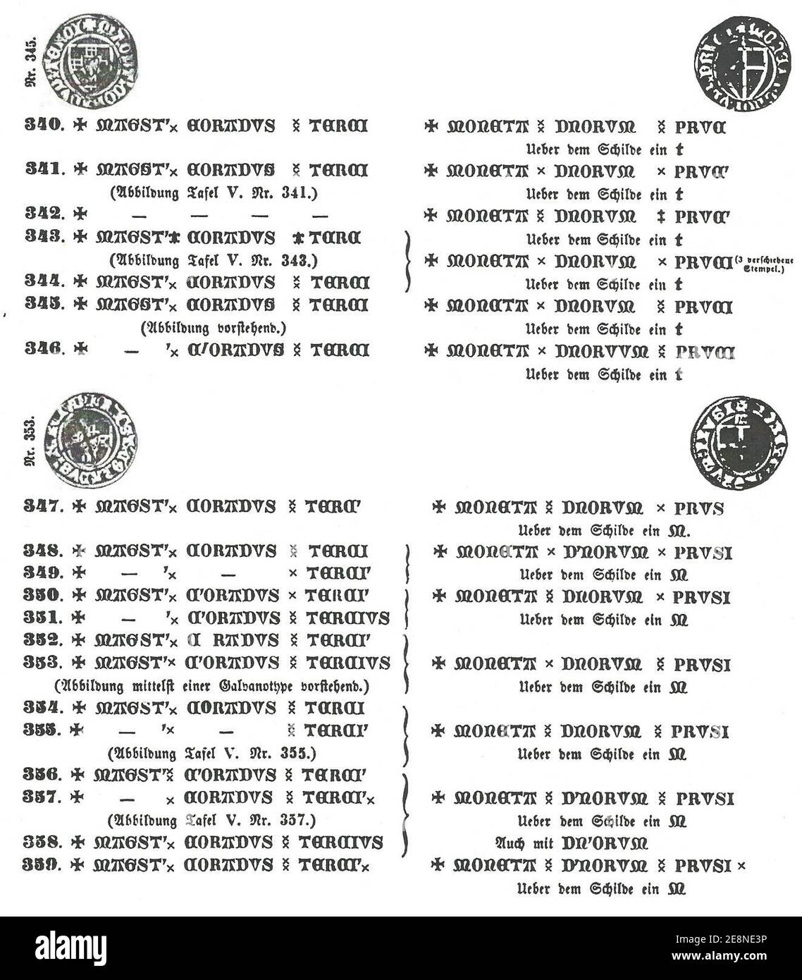 Monety krzyżackie 1393-1407 f. Stockfoto