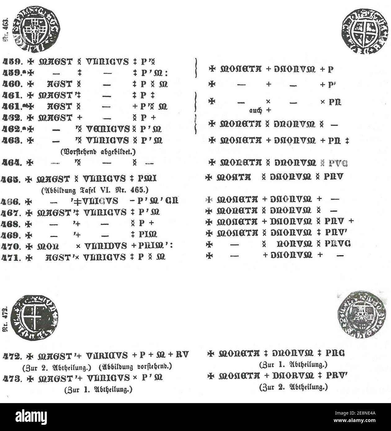 Monety krzyżackie 1407 - 1410 a. Stockfoto