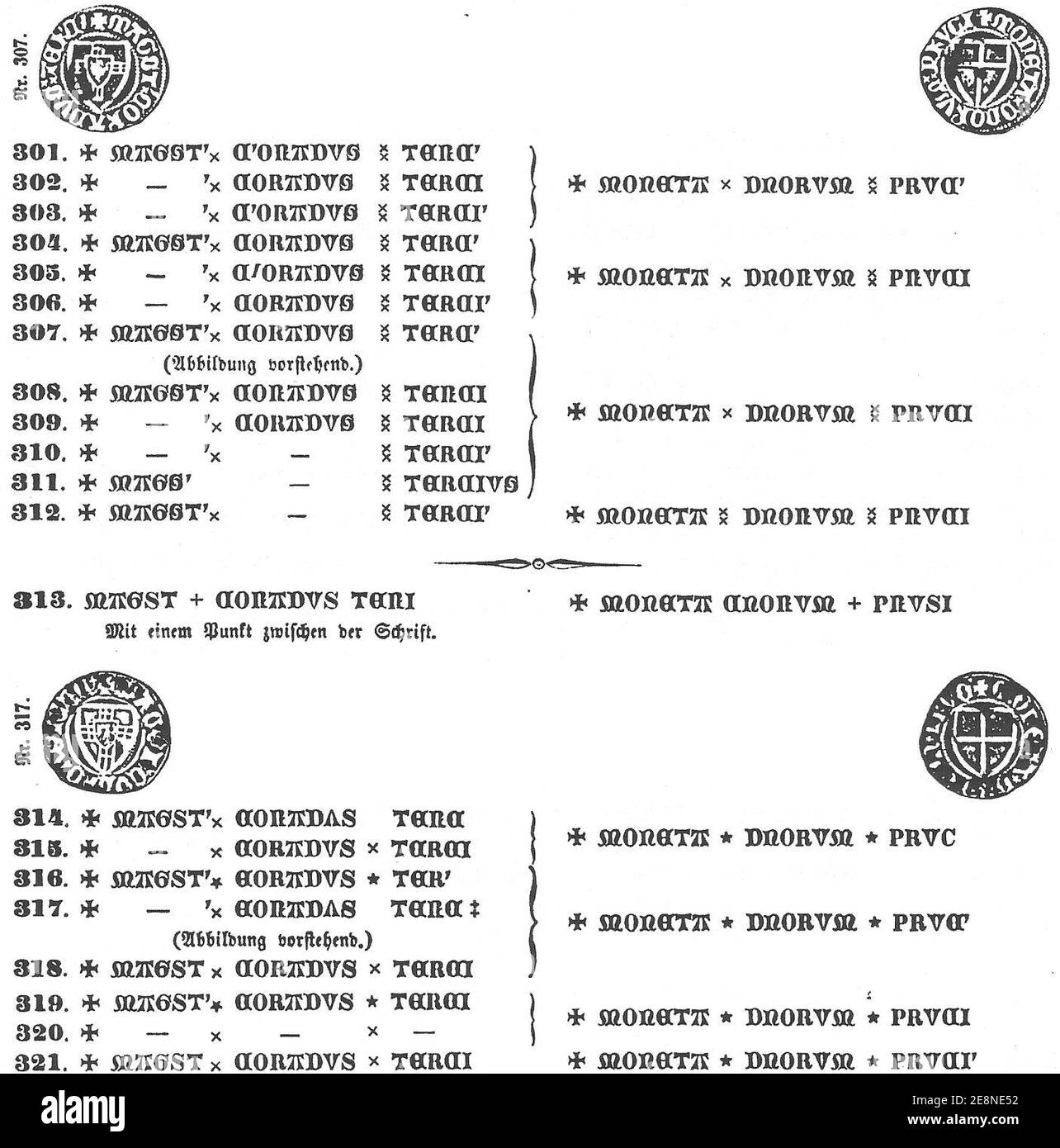 Monety krzyżackie 1393-1407 d. Stockfoto