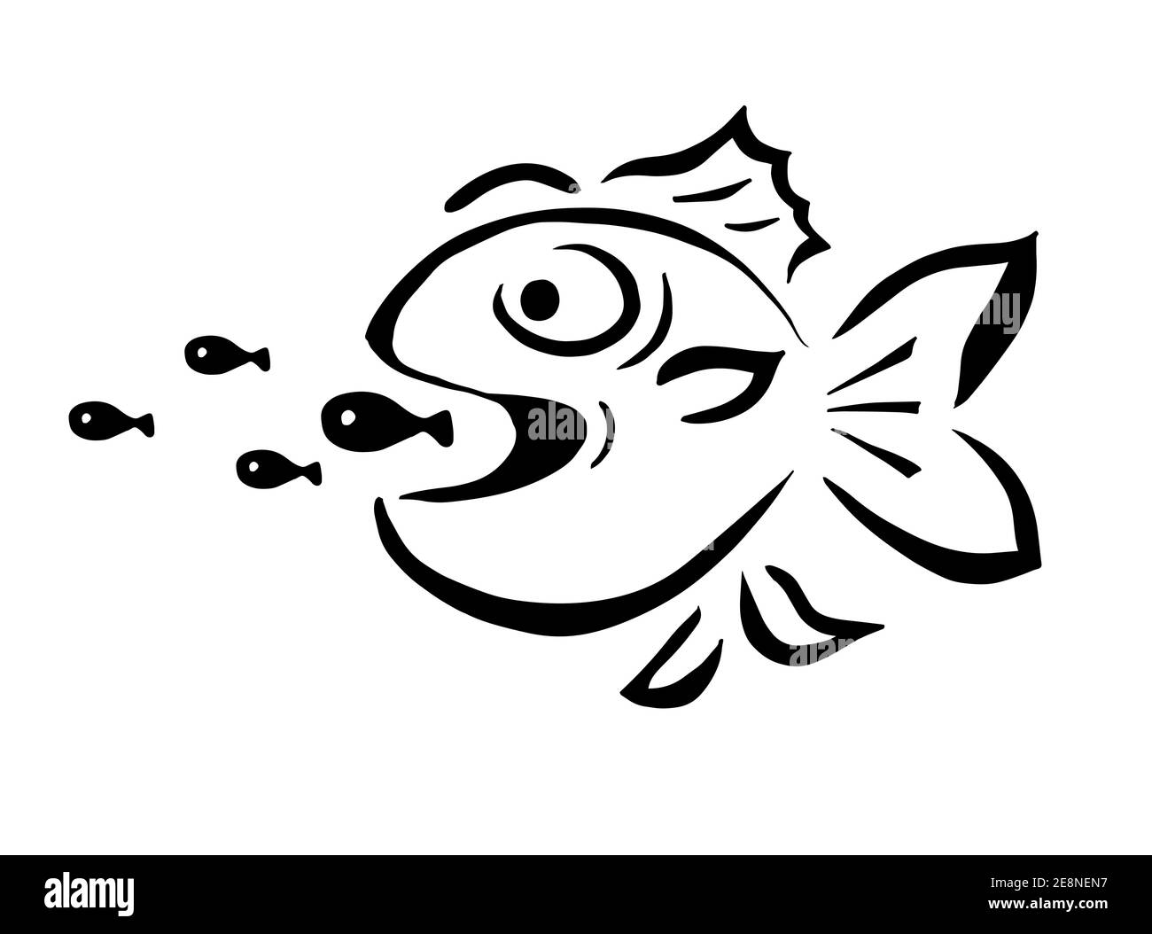 Predator frisst Raubtier. Hungriger, böser Fisch. Vektorgrafik. Stock Vektor