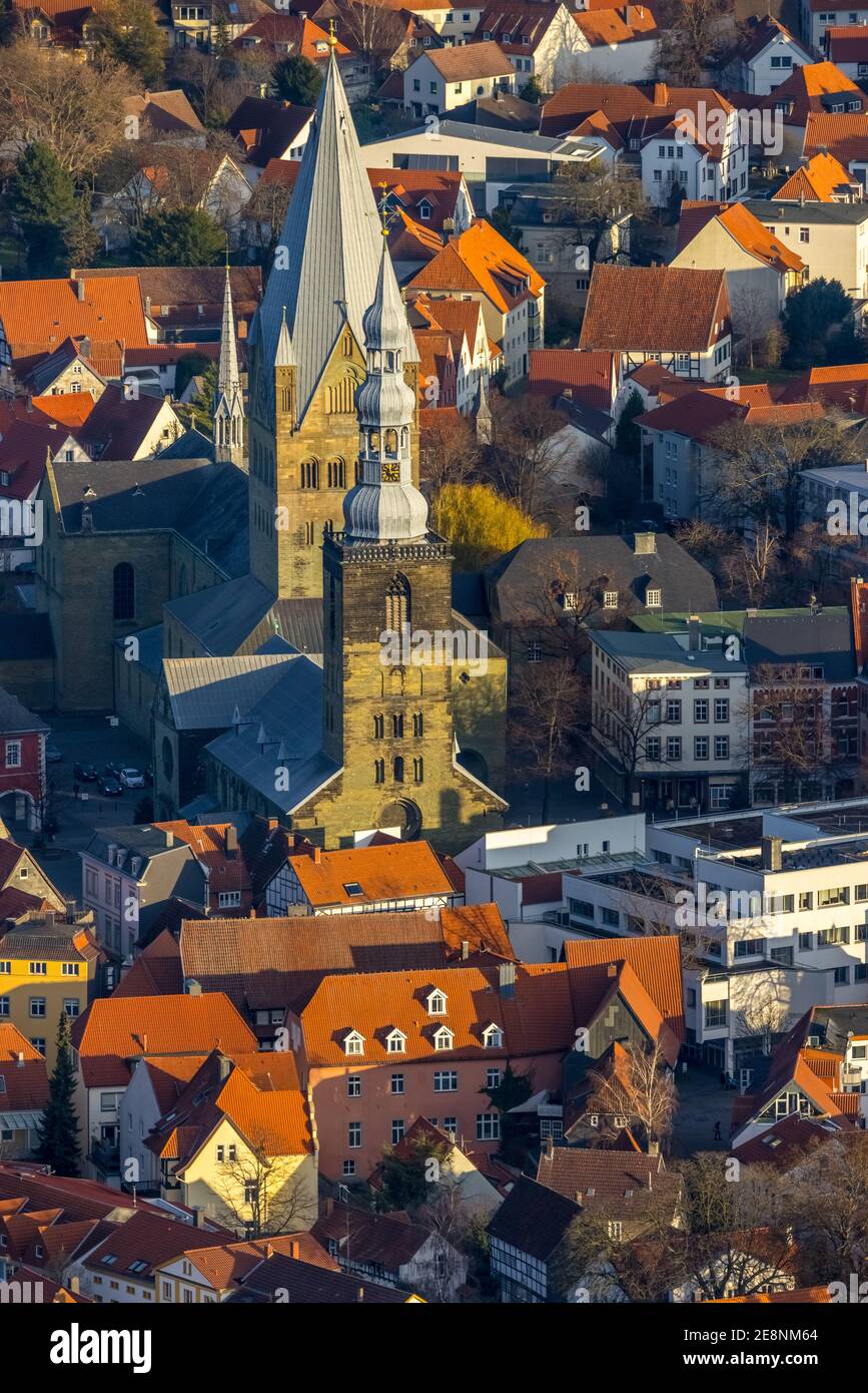 Luftbild, Innenstadtsicht, Altstadt, St. Petri Kirche Alde Kerke, St. Patrokli-Dom, Soest, Soester Börde, Nordrhein-Westfalen, Deutschland, Andachts Stockfoto