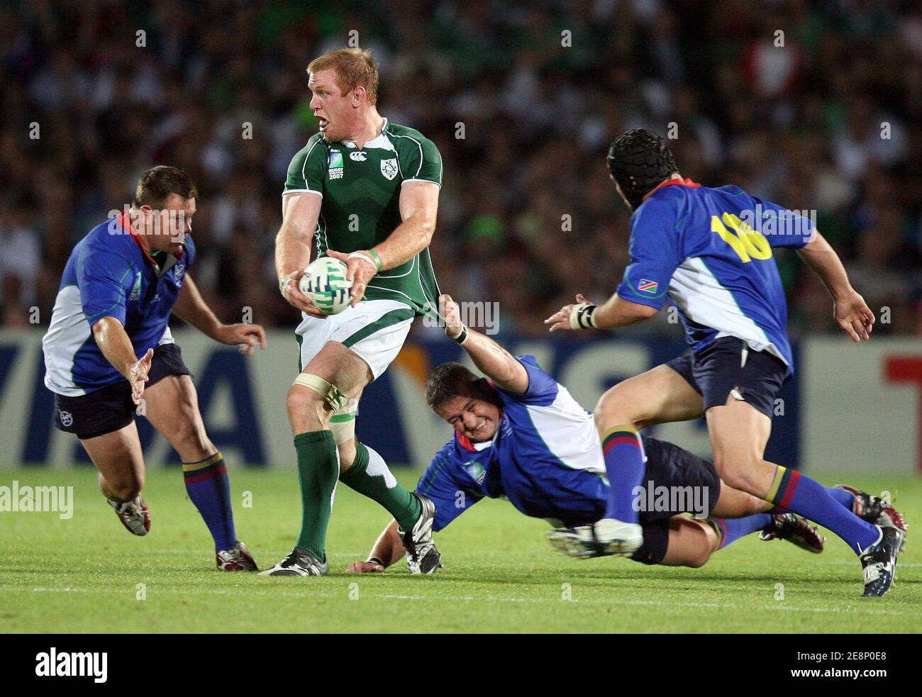 Irlands Paul O'Connell während der IRB Rugby World Cup 2007, Pool D, Irland gegen Namibia im Chaban Delmas Stadium in Bordeaux, Frankreich am 9. September 2007. Irland gewann 32-17. Foto von Pool Rugby 2007/Cameleon/ABACAPRESS.COM Stockfoto