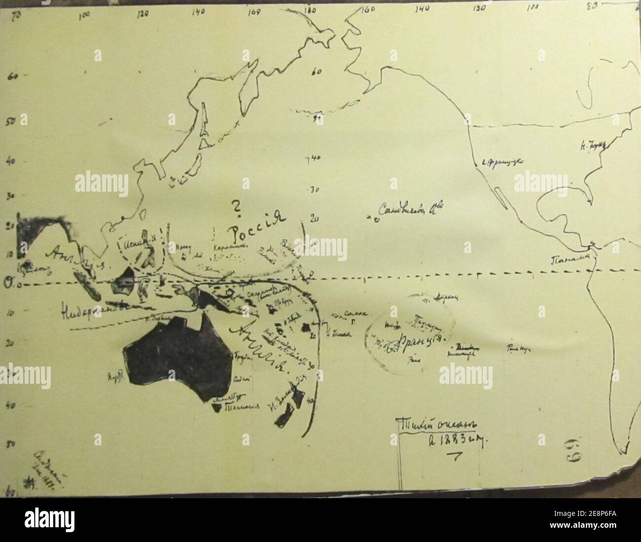 Miklouho-Maclay Ozeanien Karte DEC1883. Stockfoto