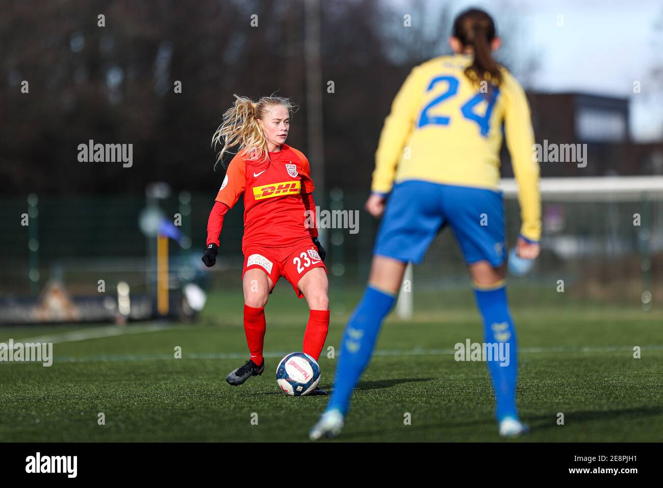 Broendby, Dänemark. Januar 2021. Kathrine Moeller Kuhl (23) vom FC Nordsjaelland beim Testspiel zwischen Broendby IF und FC Nordsjaelland im Broendby Stadium, Broendby. (Foto Kredit: Gonzales Foto/Alamy Live News Stockfoto