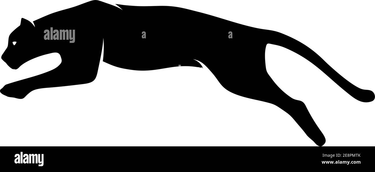Vektor schwarze Silhouette eines laufenden Panther isoliert auf einem weißen Hintergrund. Stock Vektor