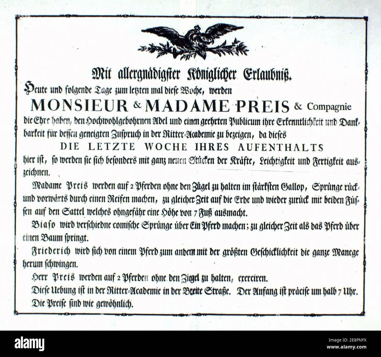 Monsieur-&-Madame Preis-&-Companie-1787 PL000150. Stockfoto