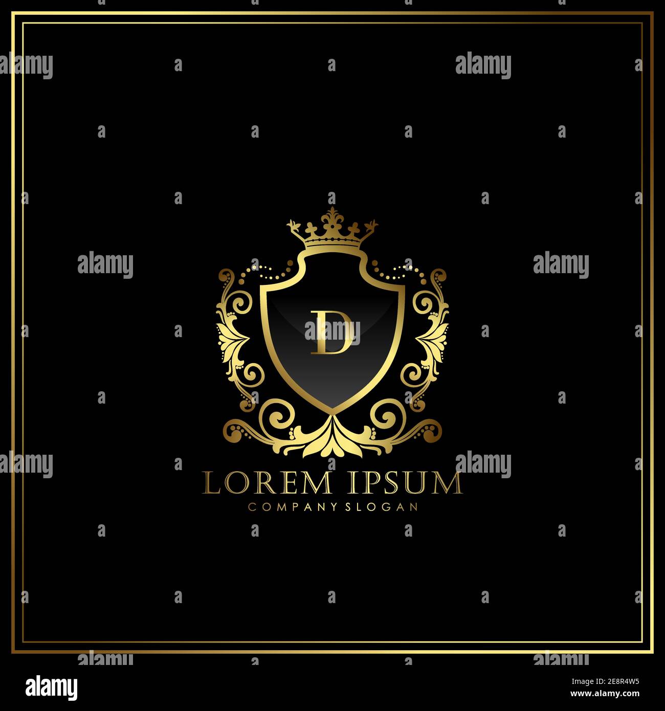 D Initial Letter Luxury Logo Vorlage in Vektor für Restaurant, Royalty, Boutique, Cafe, Hotel, heraldic, Schmuck, Mode und andere Vektor illustrati Stock Vektor