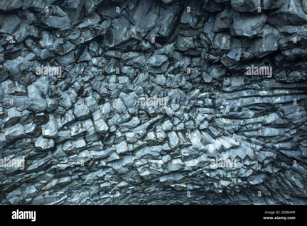 Columnar Basalt Cave Dach Stockfoto