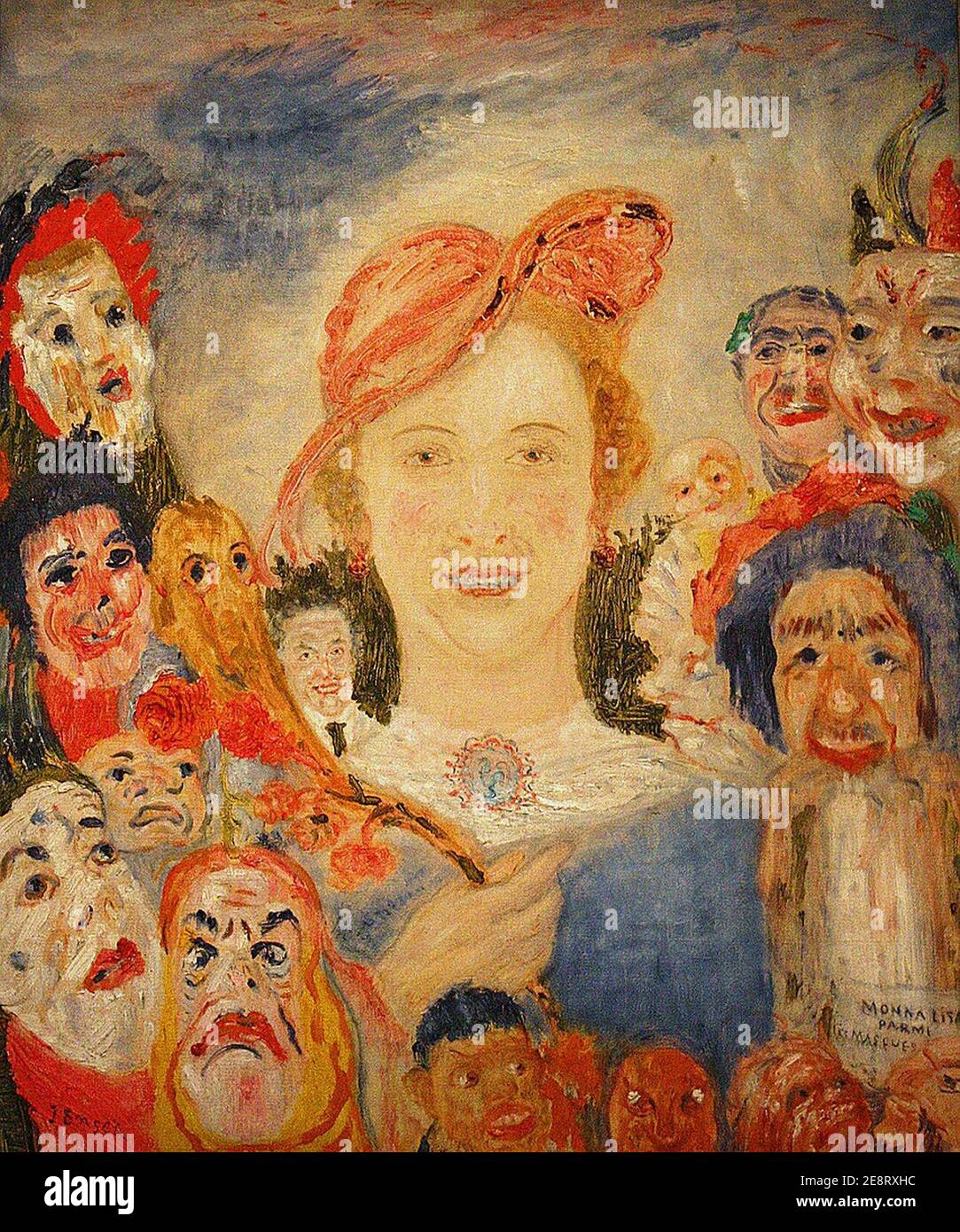 Monna Lisa parmi les masques, 1934, Öl auf Leinwand, 60 x 45 cm, Privatsammlung. Stockfoto