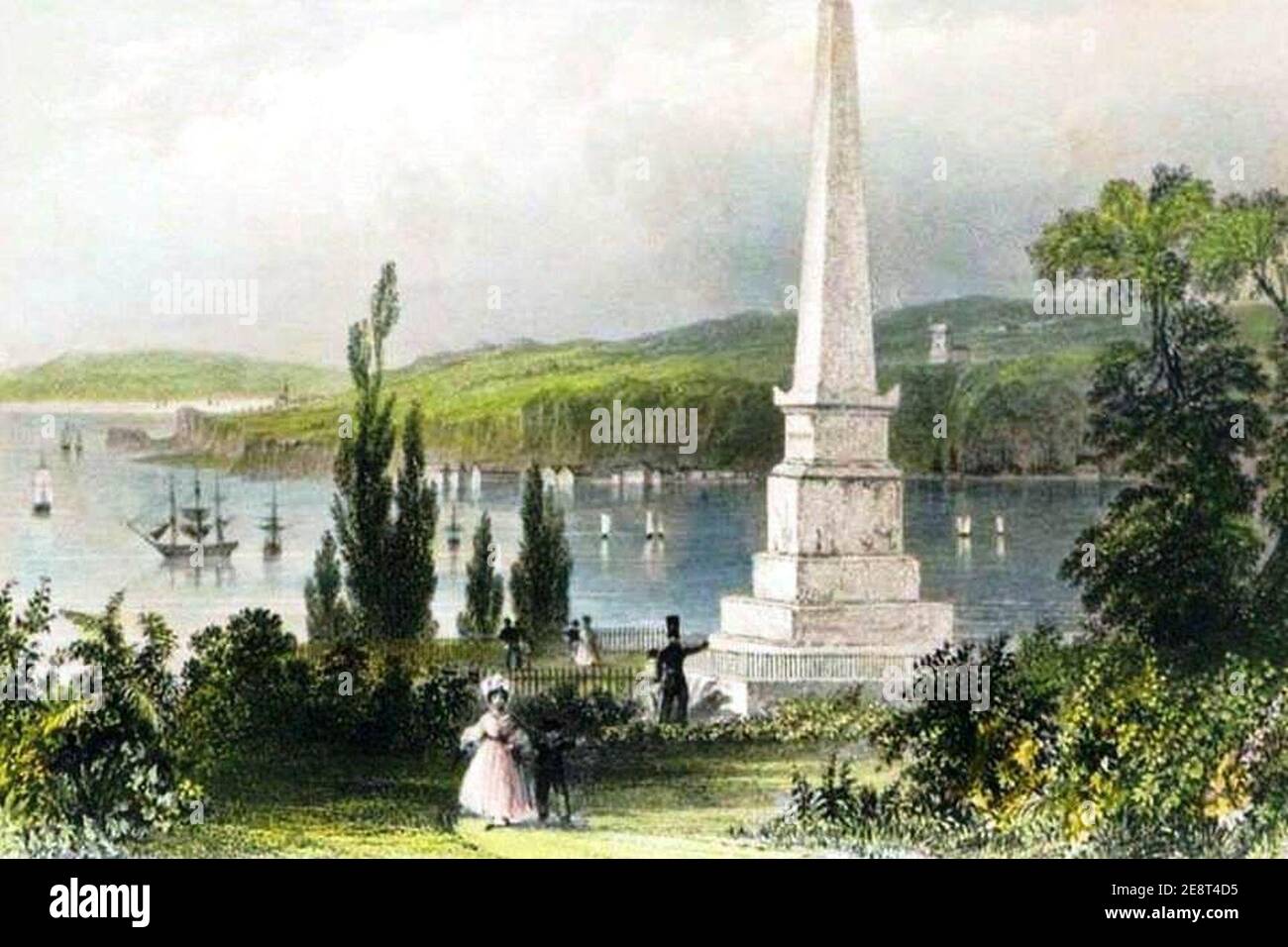 Monument Wolfe et Montcalm, Quebec, 1838, William Henry Bartlett. Stockfoto