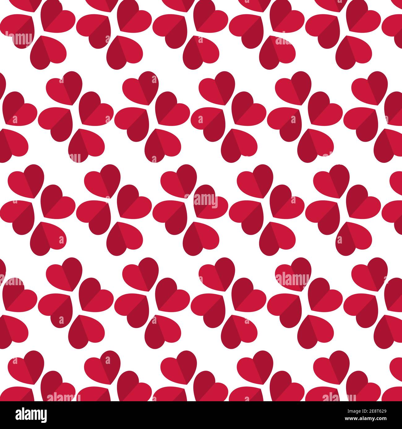 Rotes Herz nahtloses Vektor-Muster auf weißem Hintergrund Stock Vektor
