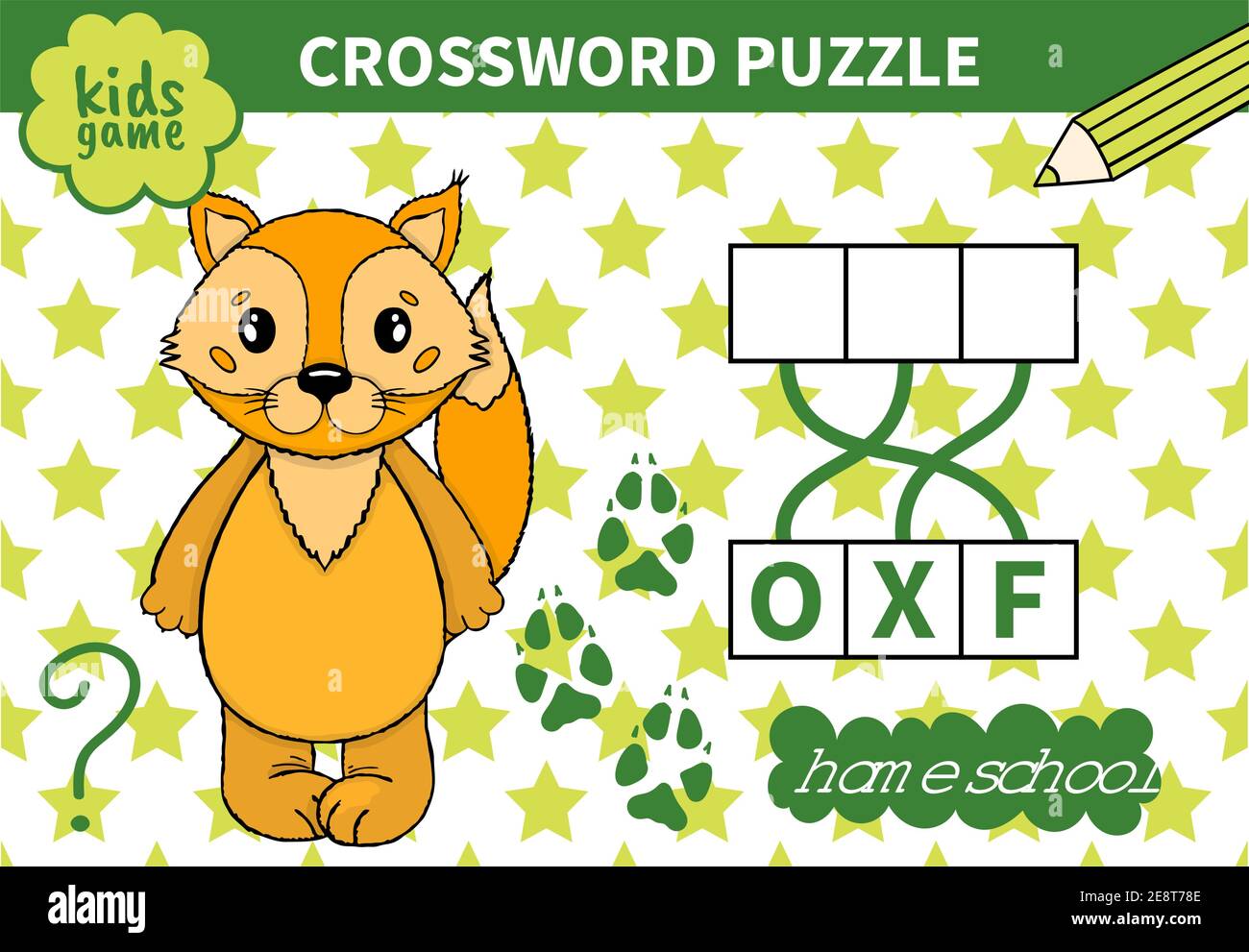 Kinder Bord Tier Spiel Kreuzworträtsel für Vorschulkinder und Grundschüler worksheets.Page lesen und für Kinder Bildungsbuch entsprechen. Stock Vektor