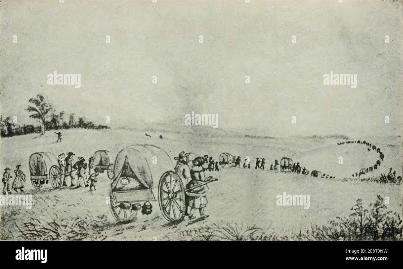 Mormon Hand-Cart Train - Geschichte von Iowa. Stockfoto