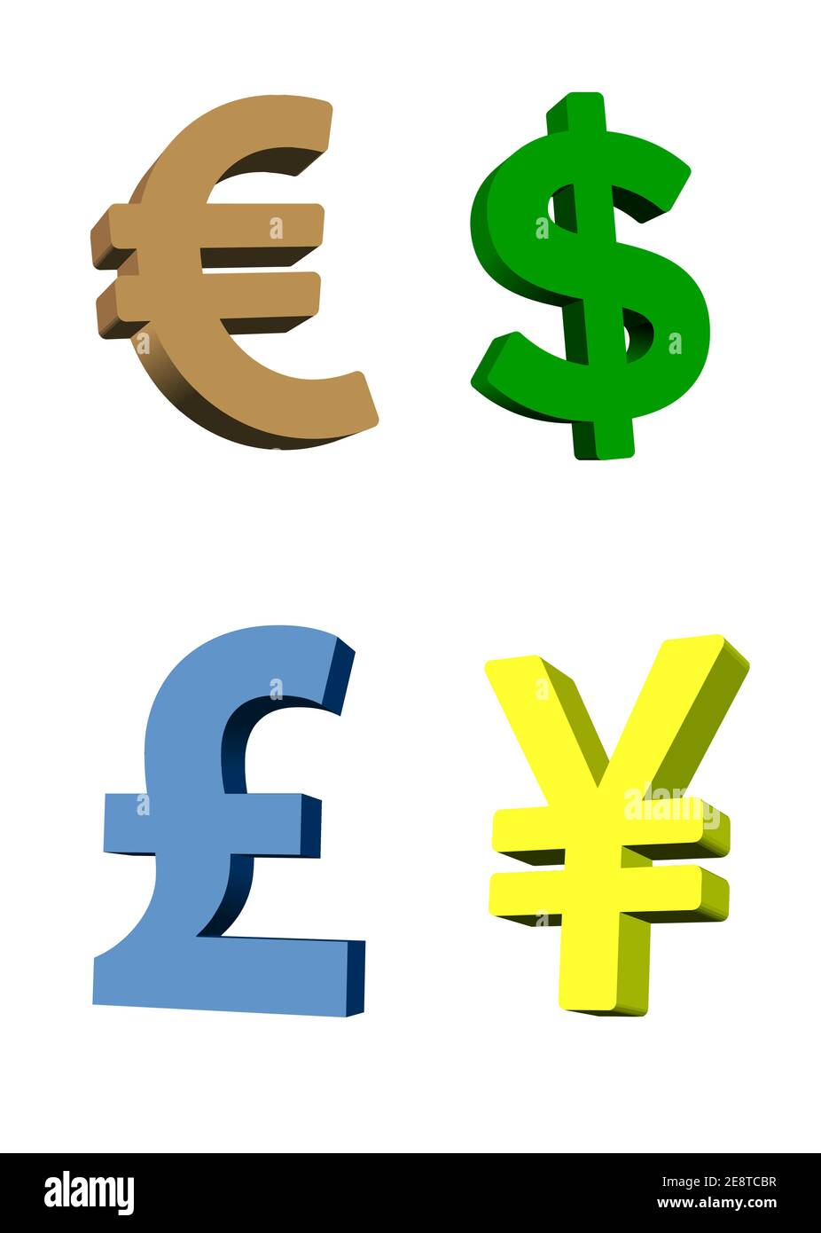Satz von vier 3d-Marken Währungen für Dekoration und Design Stock Vektor