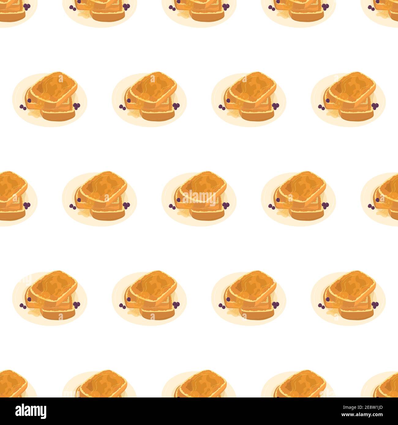 Cartoon Hand gezeichnet nahtlose Muster mit französisch Toast . Süße Speisen Hintergrund. Isolierte Vektordarstellung. Stock Vektor