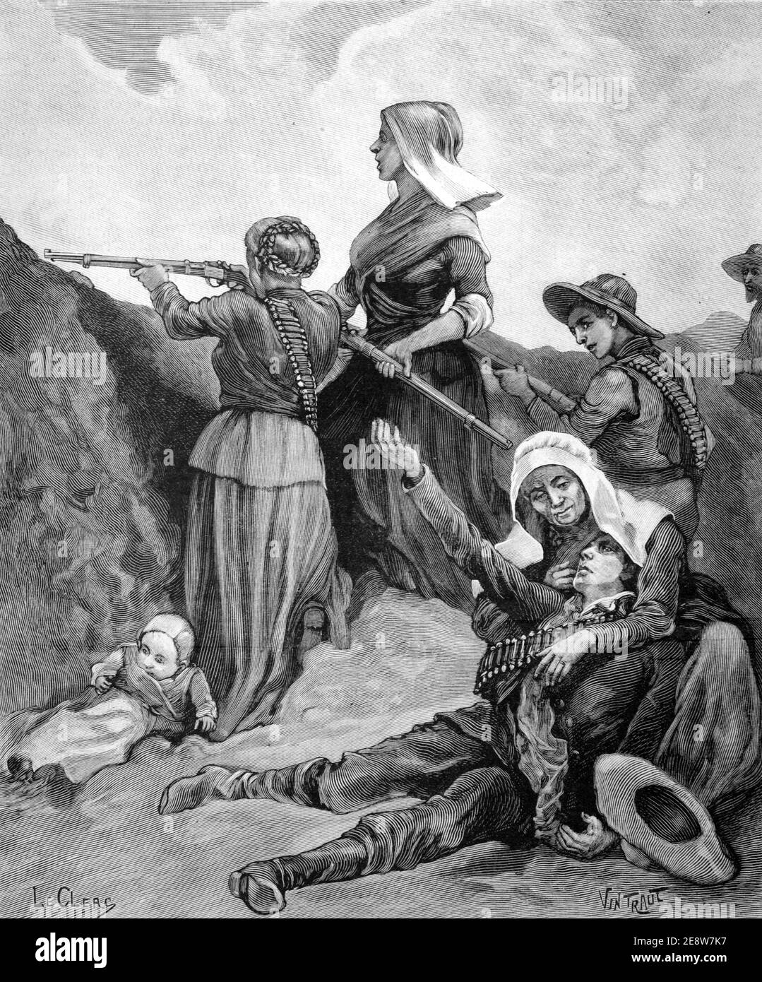 Burinnen Kämpfer während des Zweiten Burenkrieges (1899-1902) Transvaal Südafrika 1900 Vintage Illustration oder Gravur Stockfoto