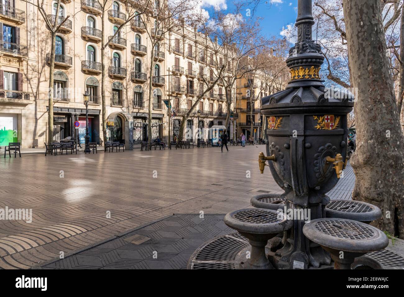 Fontäne Canaletes, Trinkbrunnen, Fußgängerzone La Rambla, Barcelona, Katalonien, Spanien Stockfoto