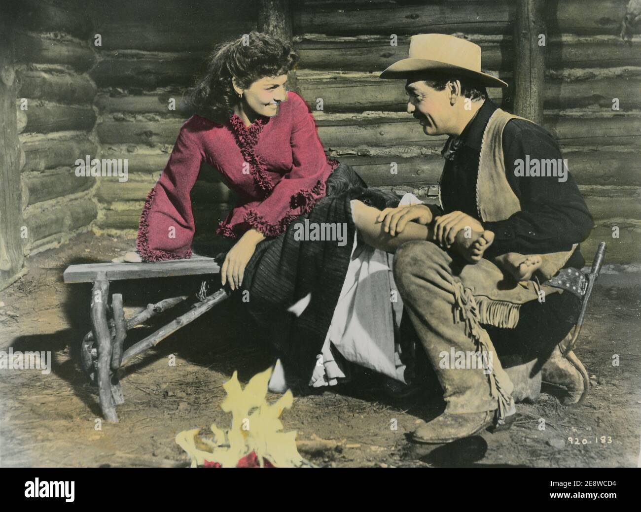 Die Großen Männer. Ein amerikanischer Western-Film von 1955 mit Jane Russell und Clark Gable. Jane Russel wurde im juni 21 1921 geboren und starb im februar 28 2011. Der Film hatte Premiere am 22 1955. september. Stockfoto