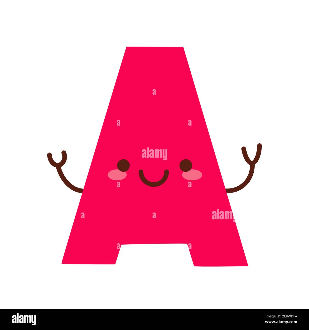 Buchstabe a Lustige Charakter mit niedlichen Gesicht. Design für Kinderzimmer, Poster, Kinderzimmer Typografie. Stock Vektor