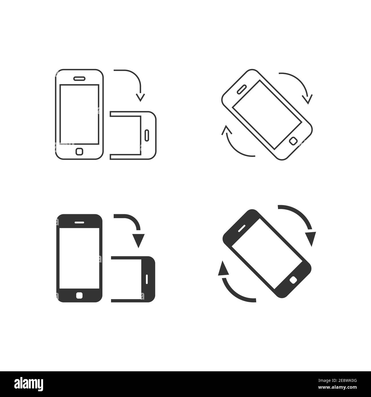 Das Telefonsymbol befindet sich in horizontaler und vertikaler Position. Ändern oder sperren Sie die Ausrichtung. Stock Vektor