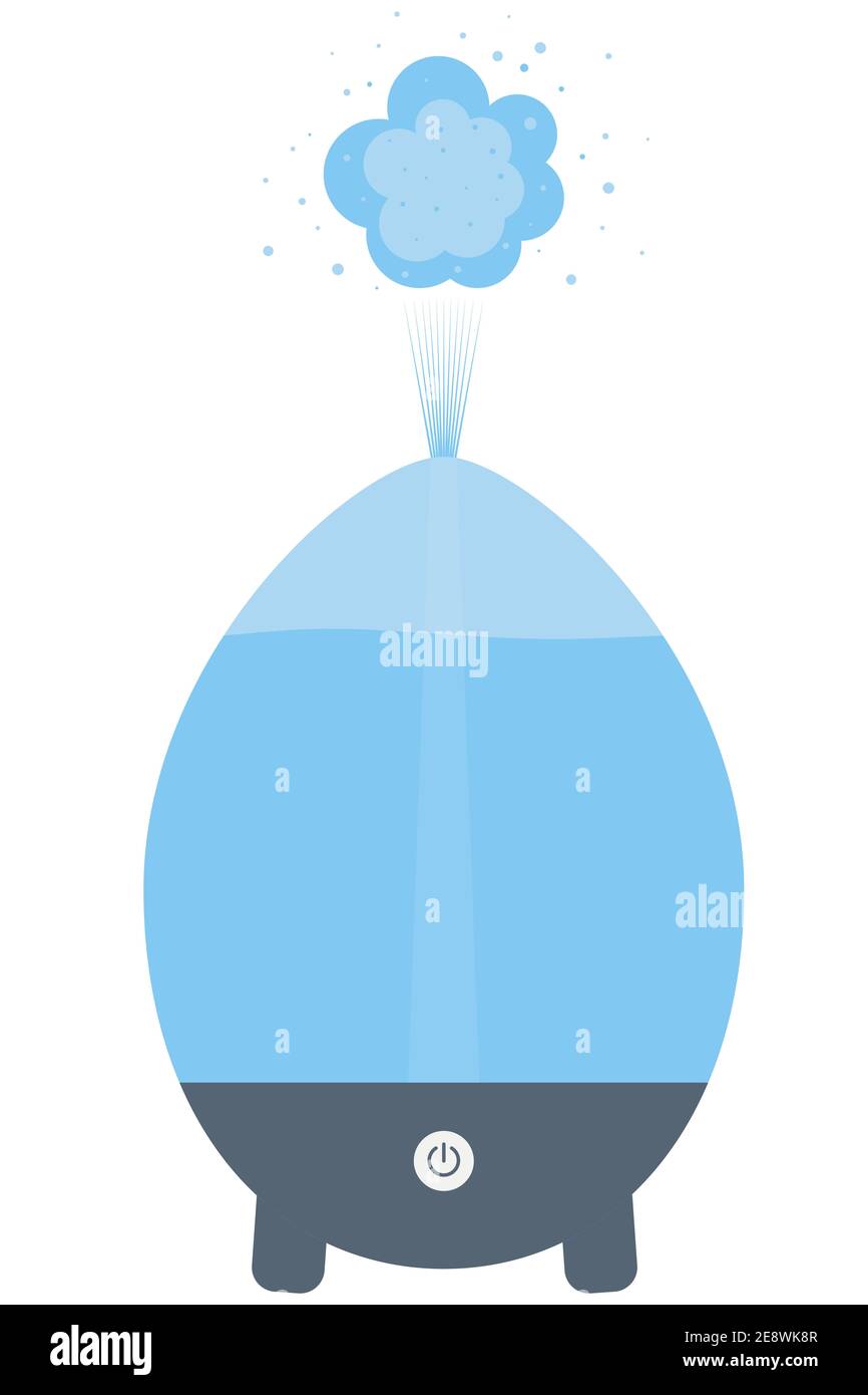 Luftbefeuchter, Vektor. Ein Gerät zum Befeuchten und Reinigen von Luft. Das isolierte Objekt auf weißem Hintergrund. Stockfoto