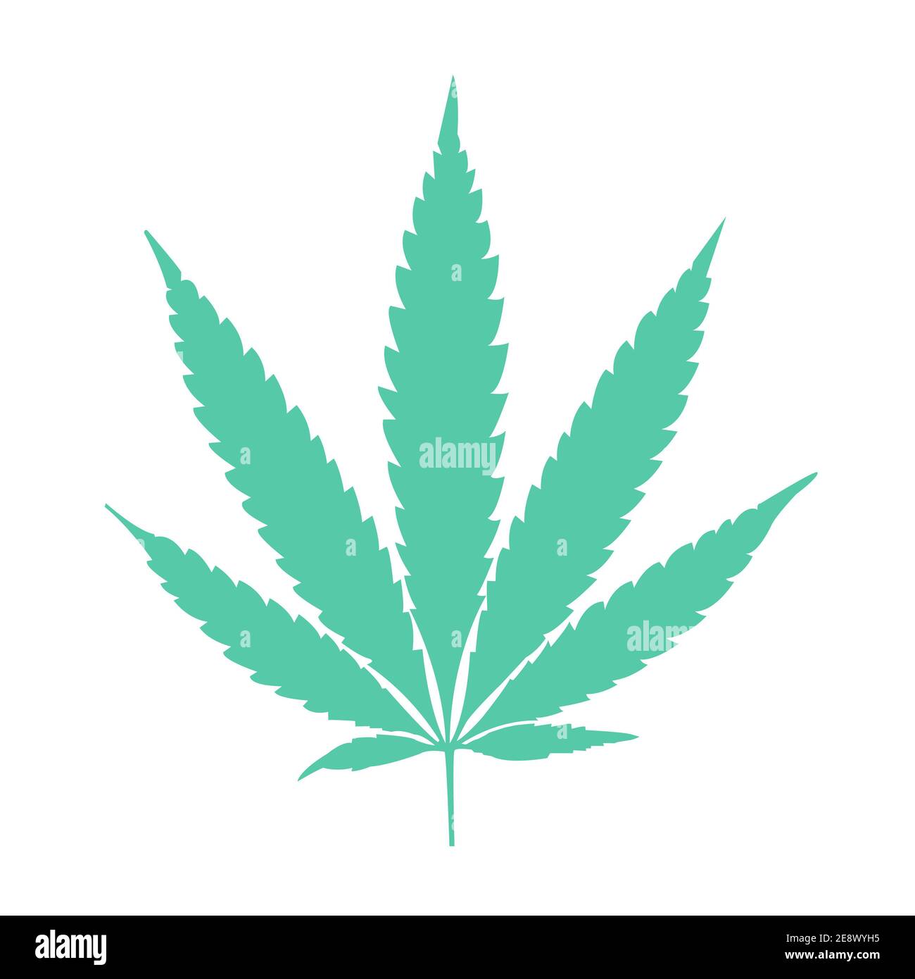 Weiße Cannabisblatt-Illustration auf weißem Hintergrund Stockfoto