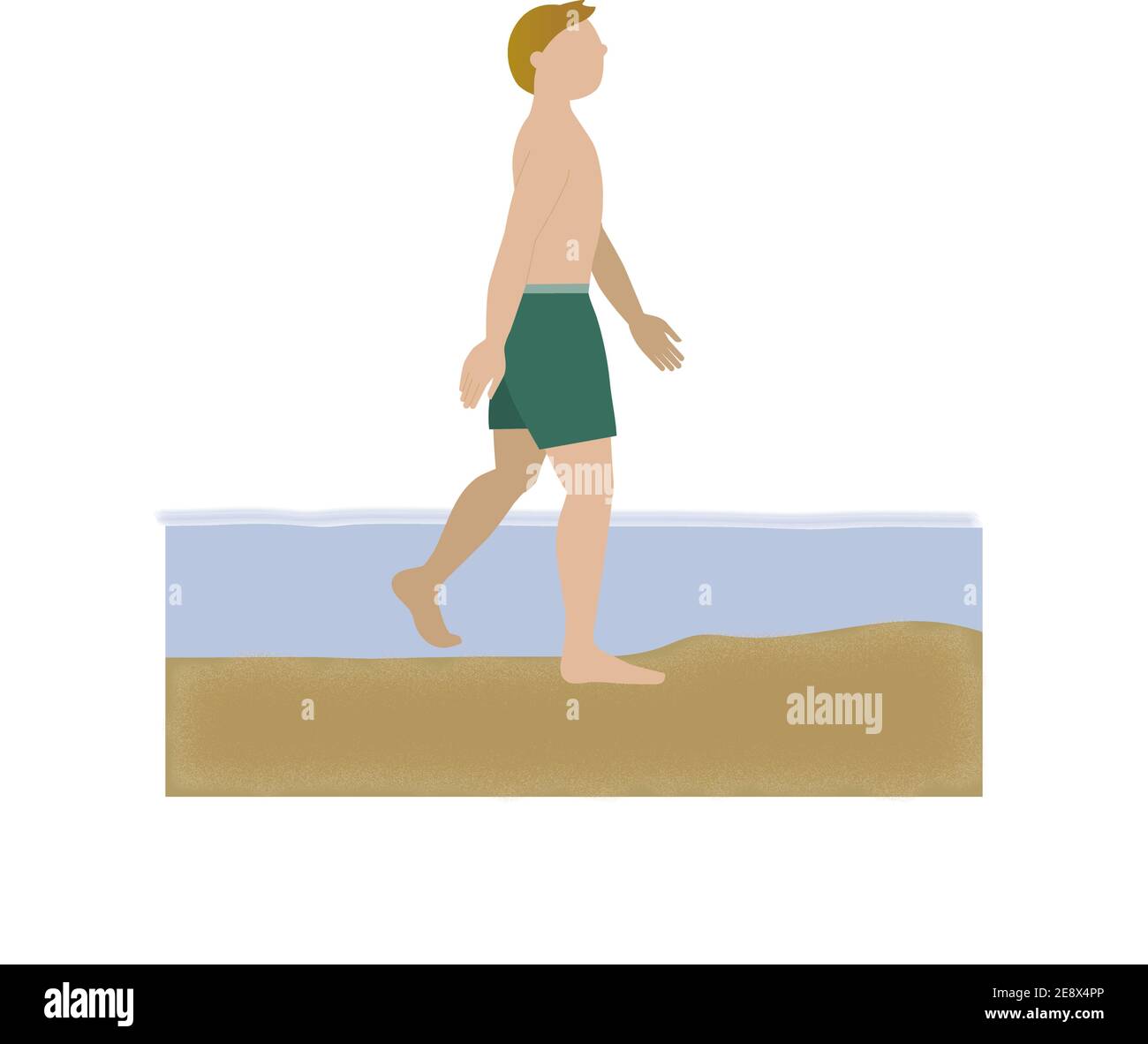 Mann, der durch den Strand läuft - Illustration Stock Vektor