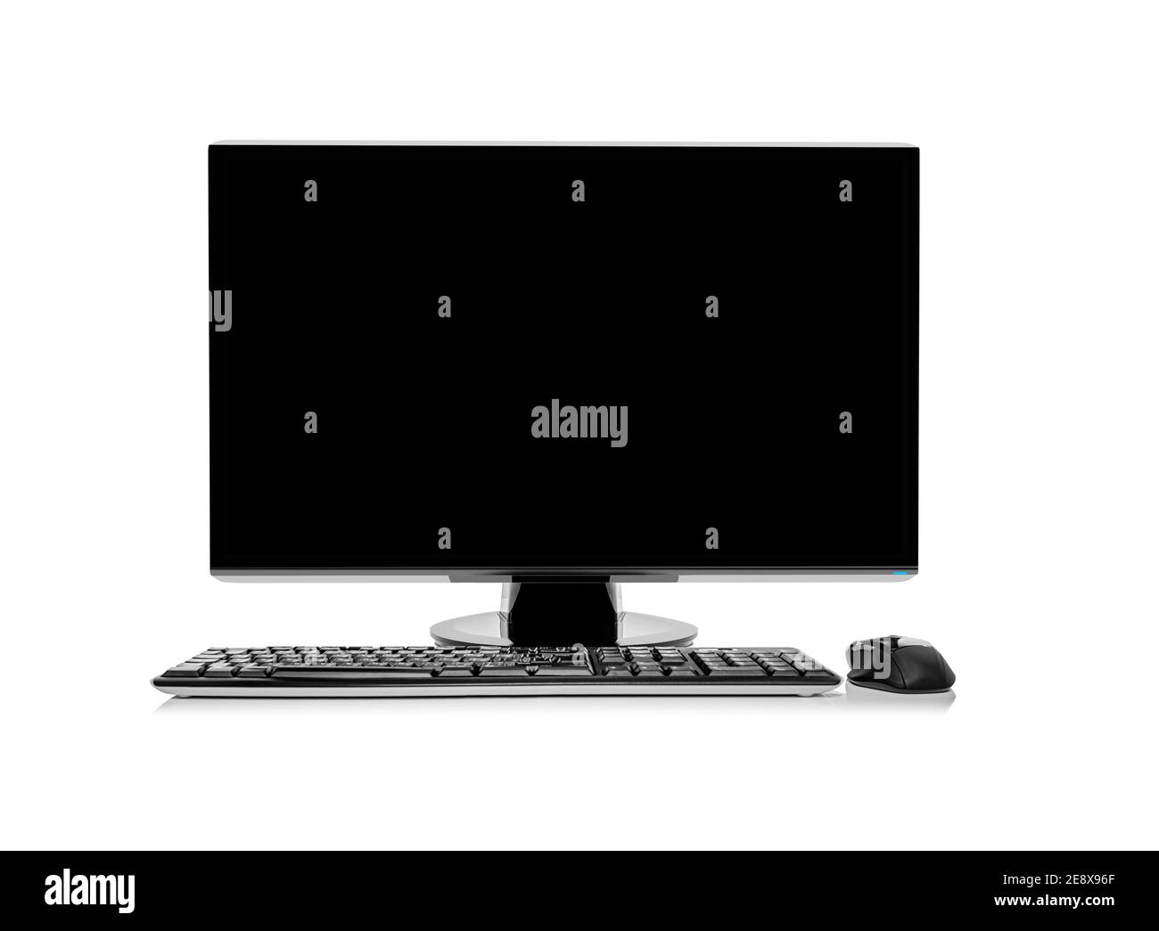 Desktop-Computer oder Computermonitor auf weiß isoliert. Stockfoto