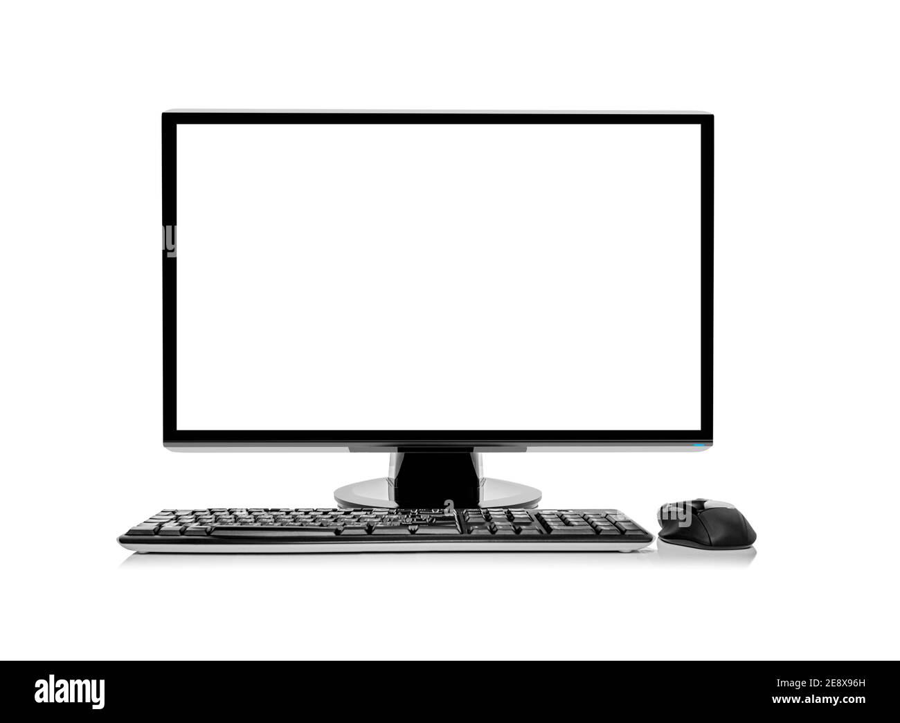 Desktop-Computer oder Computermonitor auf weiß isoliert. Stockfoto