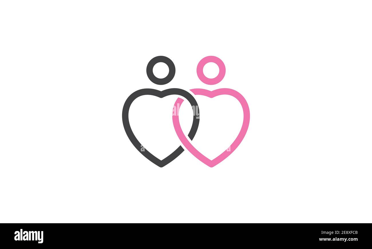 Doppel Herz oder Liebe Linie einfaches Logo Symbol Symbol Vektor Grafik-Design-Illustration Stock Vektor